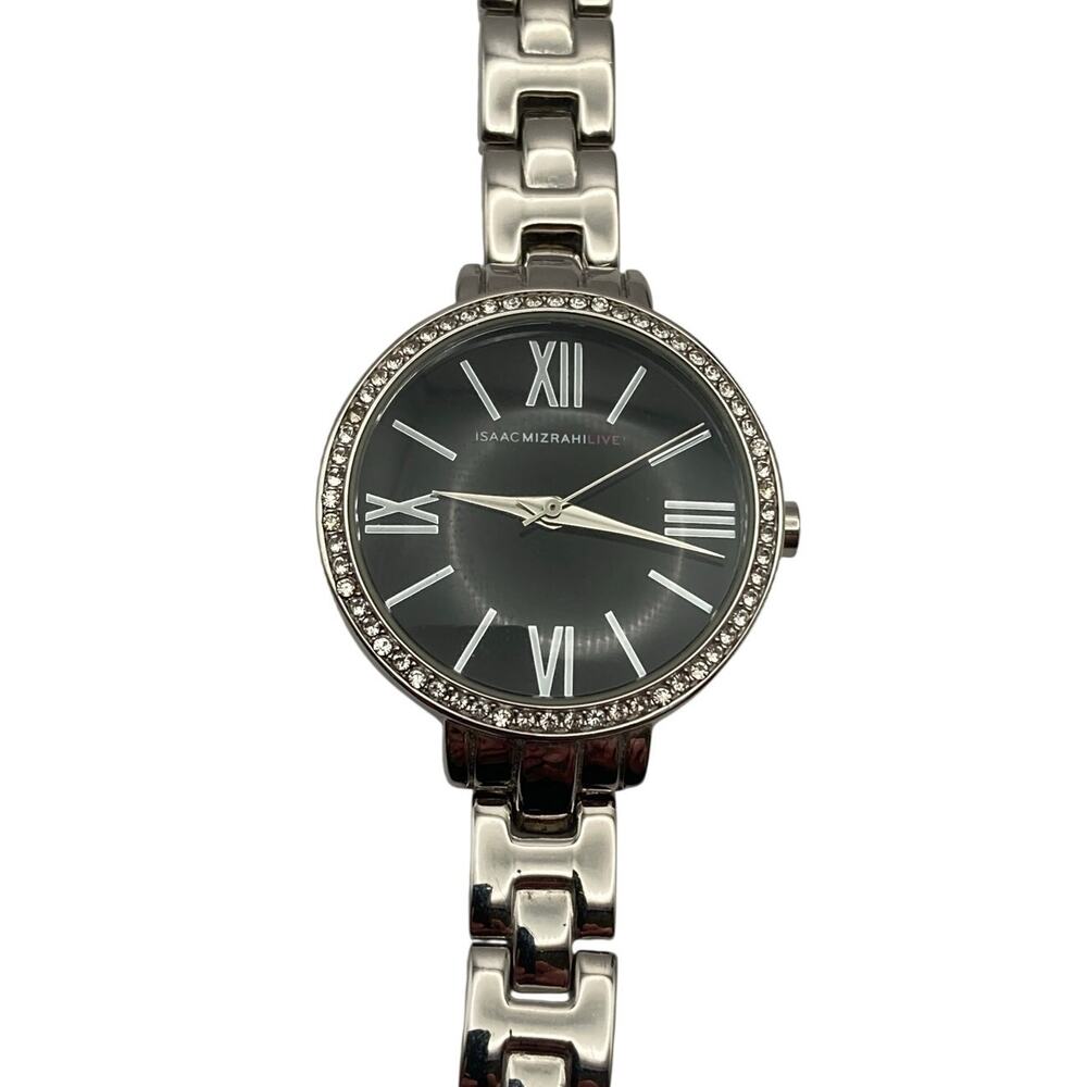 Isaac Mizrahi Live Women's Watch 32mm - New Battery - Black and Silver Tones